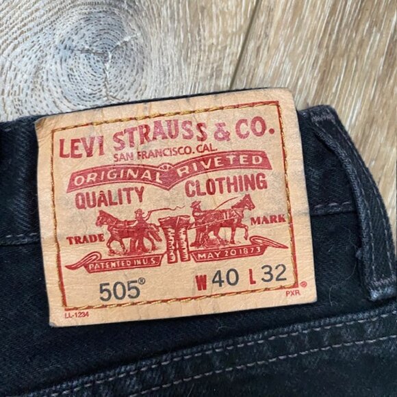 LEVI`S 505 Jeans 40"x31" Men's Regular Fit Straight Leg Black Denim - Picture 9 of 12
